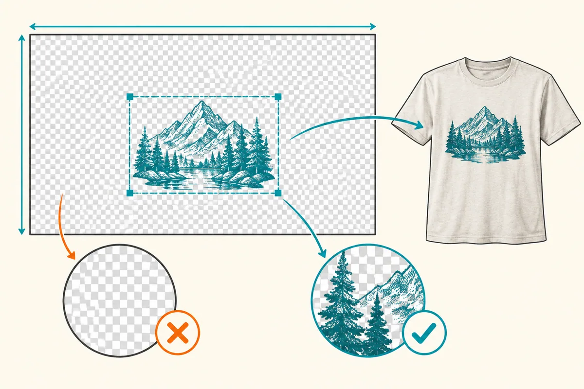 Canvas dimensions can include empty pixels. Size the visible design you expect to see.