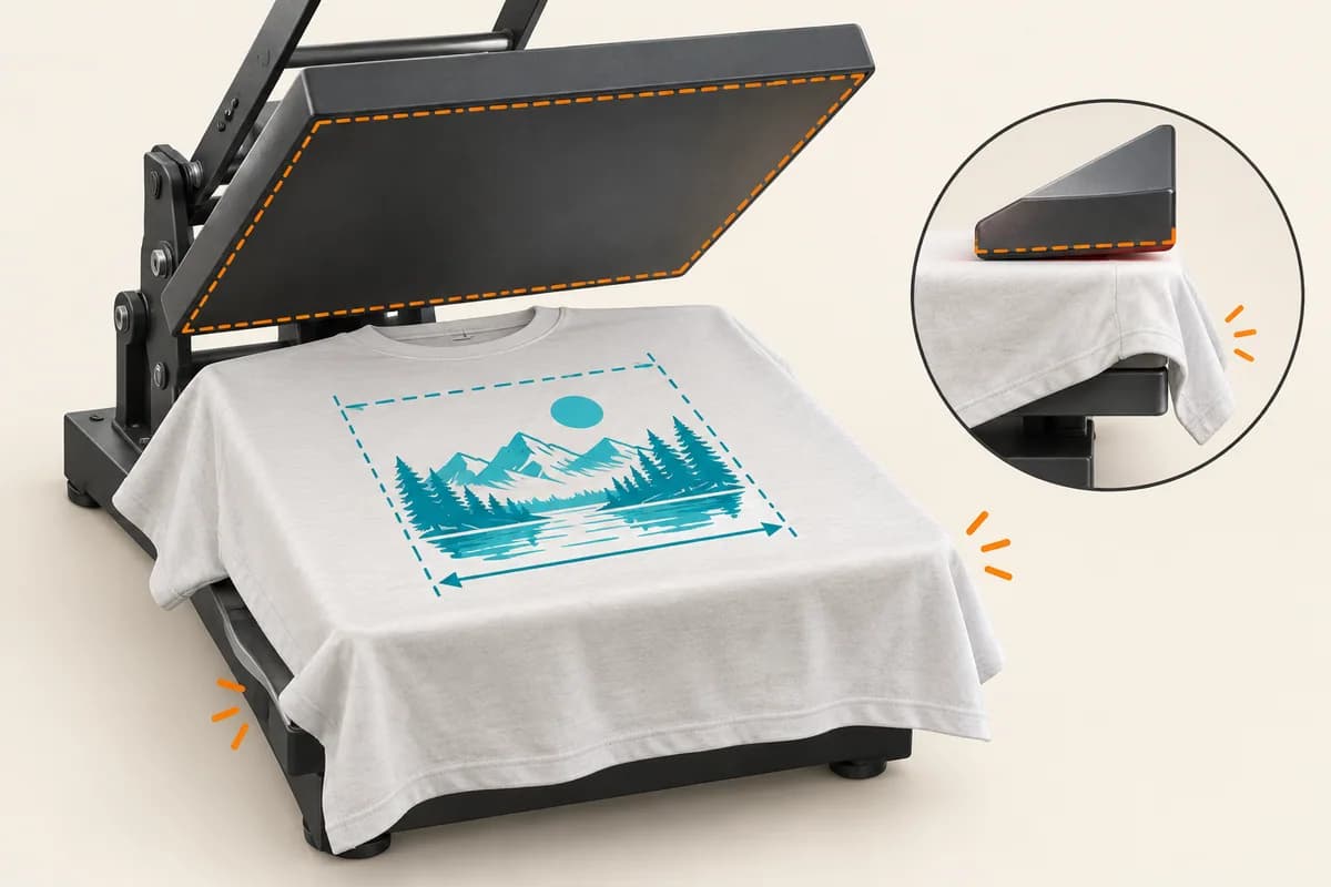 Check that the intended garment area can lie correctly on the available press.