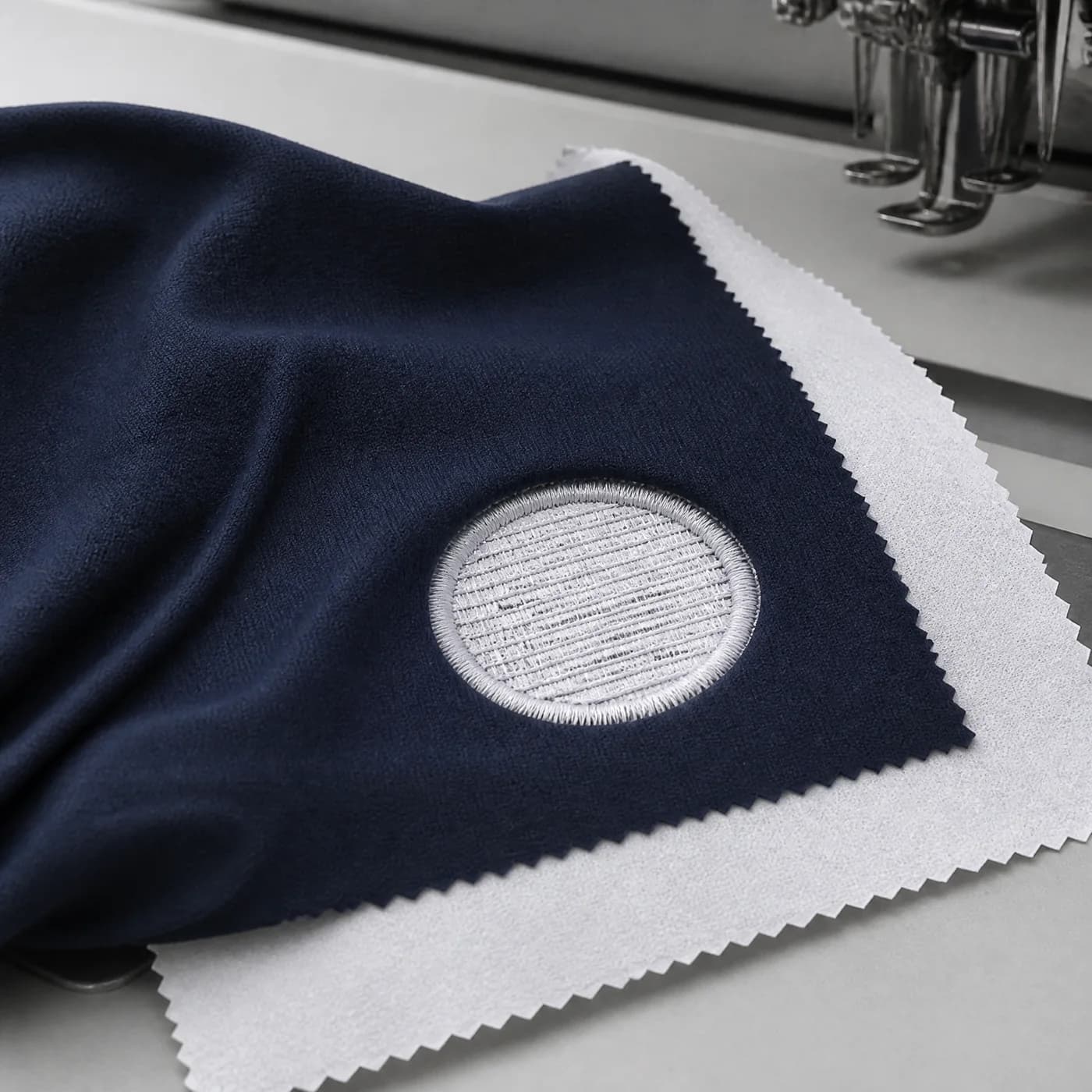 Embroidery stabilizer and shirt fabric support detail