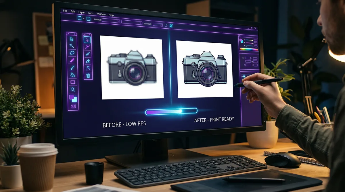 Artwork being optimized in the AMS file fix workflow